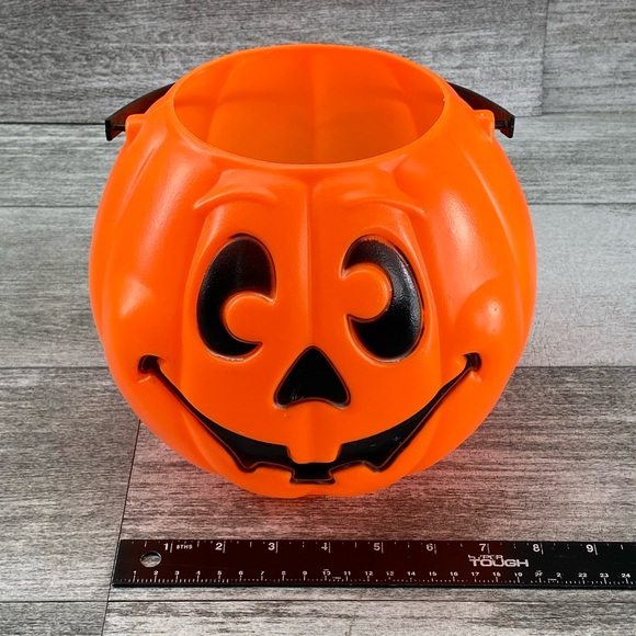 Jack O Lantern Pumpkin Bucket 1997 Vtg Trick Or Treat Grand Venture Halloween - Picture 12 of 14